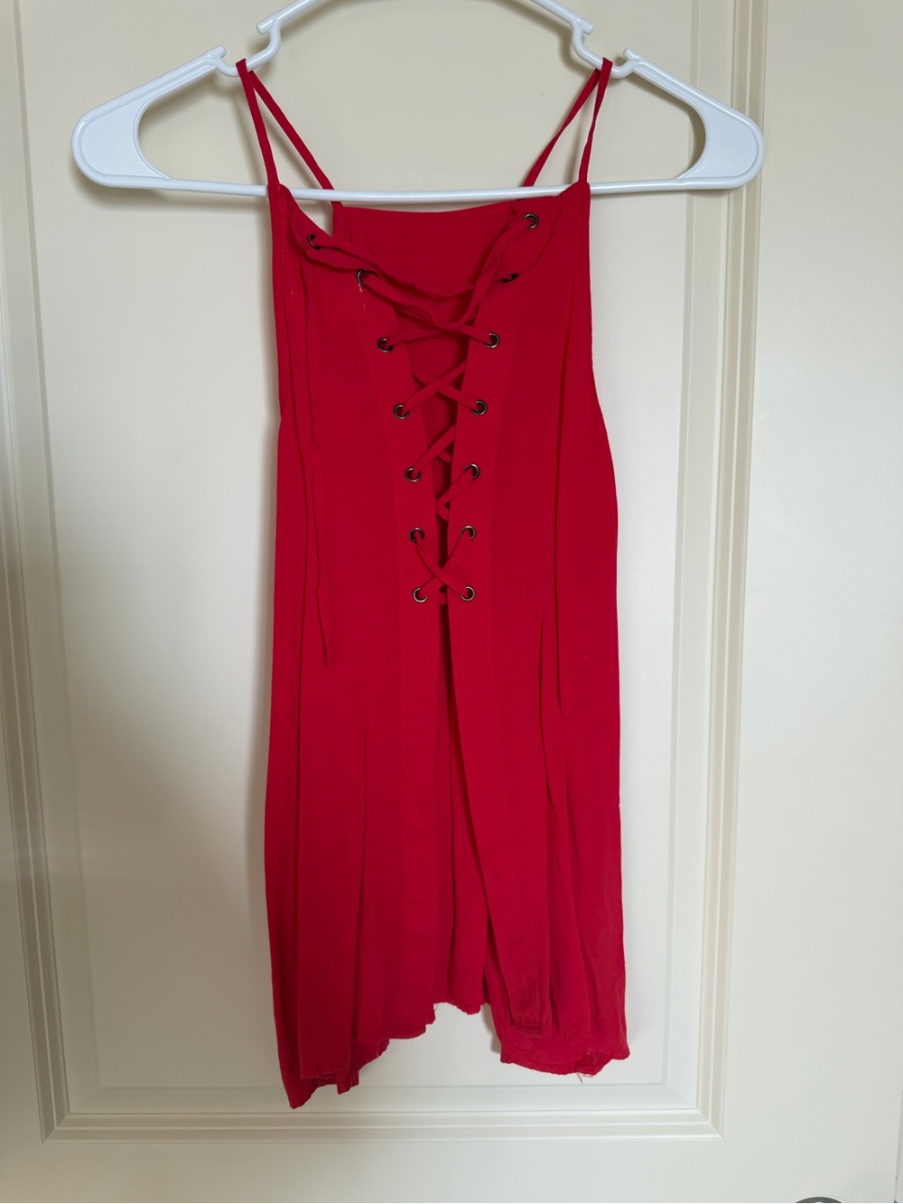 re:named Red Lace-Up Spaghetti Strap Top